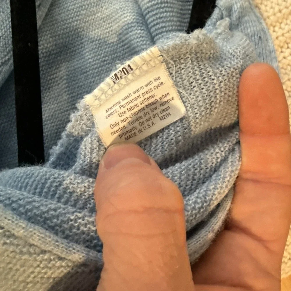 Vintage Jantzen Cardigan Size Large Mens Blue Knit Sweater Pure Wool Made In USA - Picture 11 of 11